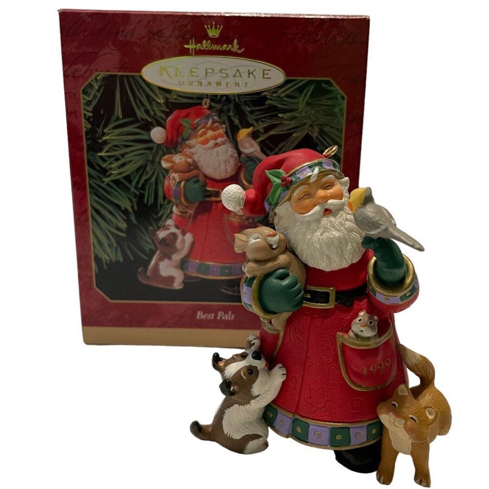 Hallmark Santa Christmas Ornament Animal Friends Best Pals Dog Bird Cat Rabbit